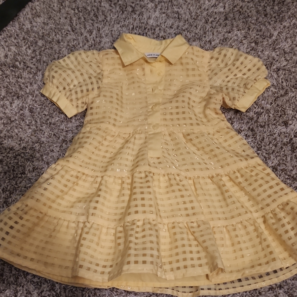 Janie and Jack Yellow Capped Sleeves Dress, Size 2T, Preowned, EUC